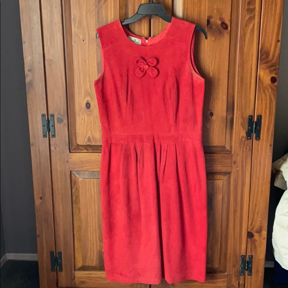Vintage red suede leather sleeveless dress jumper  8 10 Mrs Maisel